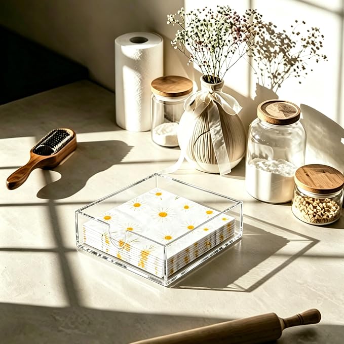 Bryantye Acrylic Napkin Holders, Transparent | Bathroom Napkin Tray, Napkin - Image 2