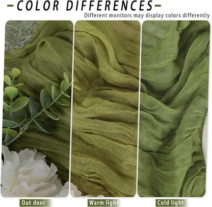 8 Pack Olive Green Cheesecloth Table Runner 17x108 inch | Boho Gauze Cheese - Image 5
