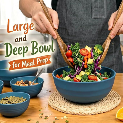 60oz Wheat Straw Bowls Sets of 8, Unbreakable & Stackable Ramen Bowl, Microwave - Image 5