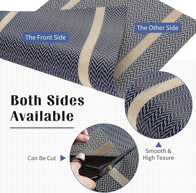 FAVE Placemats Set of 12 Blue Placemats Woven with Golden Thread Durable and Wipeable Vinyl Place Mats Heat Resistant Table Mats Set of 12 for Kitchen Table (Blue, 12"x18"-12PCS)