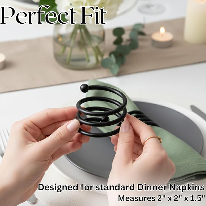 ALPHA Living HOME Metal Spiral Napkin Rings Set of 12 - Image 4