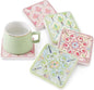 Coasters Set of 4, Square Drink Coasters Absorbent Heat Resistant Diatomite Coaster Cup Mats Vintage Home Decor for Coffee Table Desktop Protection (A, 3.9" x 3.9", 4pcs)