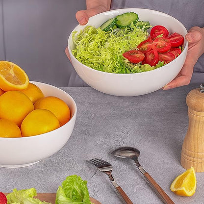 DELLING 60 Oz Large Serving Bowls Set of 3, 8 Inch White Ceramic Mixing Bowls - Image 8