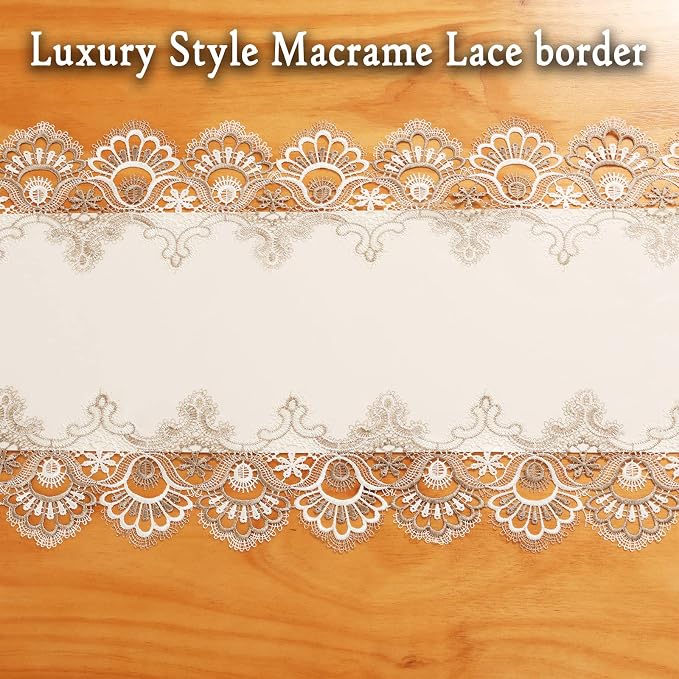Lace Table Runner, Waterproof Oil-Proof PU Leather Table Runner - Image 3