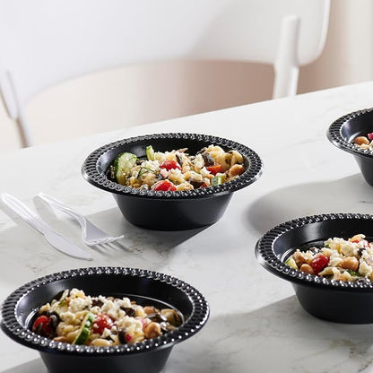 PLASTICPRO 400 PCS Black Plastic Bowls Light Weight 12 oz Plastic Soup Bowls - Image 2