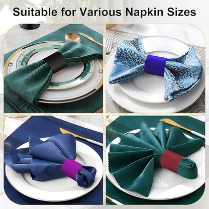 Christmas Napkin Rings Set of 200, 5 Colors in 1, Reusable Adjustable Napkin Bands for Holiday Parties, Wedding, Thanksgiving Table Decor, Waterproof Tear-Proof (Mix Colors) Great Gift Idea