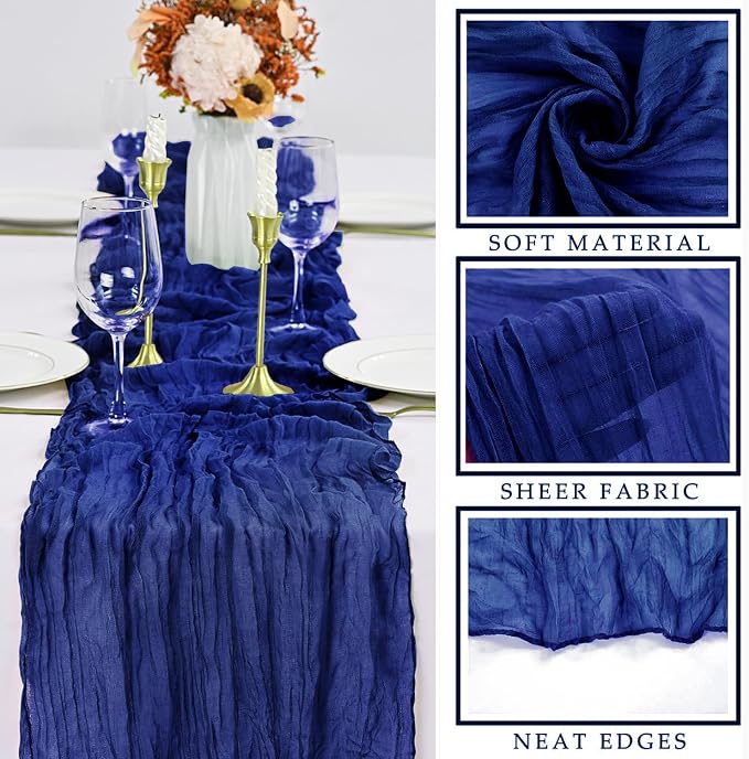 6 Pieces Royal Blue Cheesecloth Table Runner 10FT Pink Runner - Image 2