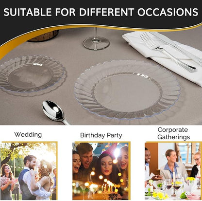 Premium Hard Plastic Plate Set 50 x 9” Clear Round Plates - Image 7