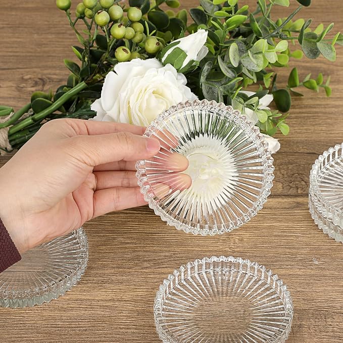 JUXYES Set of 5 Heat-Resistant Clear Glass Coaster - Image 3
