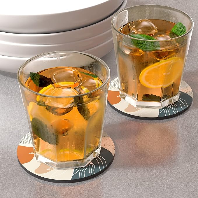 Coasters for Drinks, Kitchen Home Decor Housewarming Gift, Round 4 in - Image 2