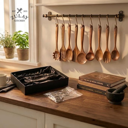 Zulay Kitchen 9-Piece Teak Wooden Utensils - Image 8