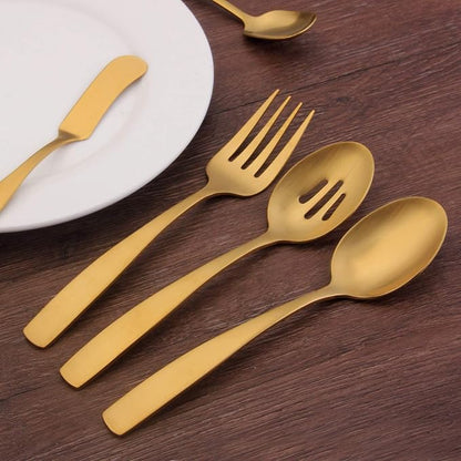 O.C.E. 5-Piece Matte Gold Serving Flatware Silverware Set, Utensil Set of - Image 5