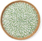 Round Rattan Tray with Mother of Pearl Inlay, Wooden Base | Coffee Table by Unknown