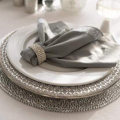 Ashford Napkin Ring, Sparkling Glass Rhinestones, for Cloth Napkins, Elegant Formal Dining Table Setting, Event, Wedding, Gold, 2", Set of 4
