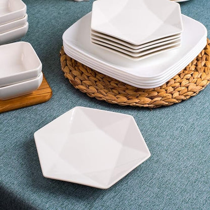 Delling Appetizer Plates Set - Porcelain 7 inch White Dessert/Serving/Salad Plates - Dinnerware Dishes Set for Snacks, Pasta, Side Dishes - Set of 6