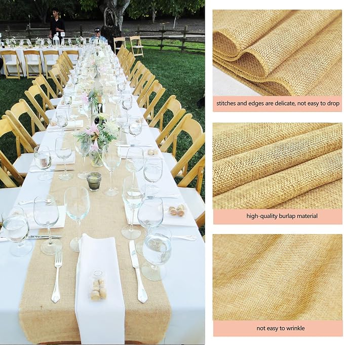 2 Pieces Burlap Table Runners 12x84 Inch Rustic Boho Table Runner | Farmhouse - Image 7