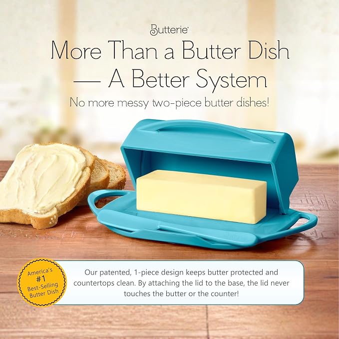 Flip Top Butter Dish with Attached Lid & Matching Knife, 2 Pack - Image 2