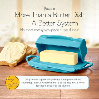 Flip Top Butter Dish with Attached Lid & Matching Knife - Image 3