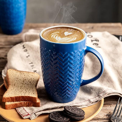 AmorArc 20 oz Large Coffee Mugs Set of 6, Embossed Ceramic Coffee Mugs - Image 4