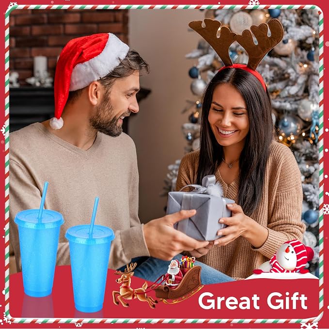 24 Pack Plastic Tumblers with Lids and Straws, Reusable Colorful Cups - Image 7