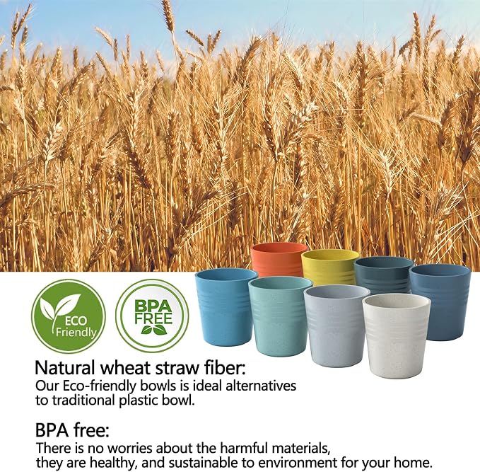 Homestockplus 8 Oz Wheat Straw Drinking Cups, Small Plastic Cups Reusable - Image 2