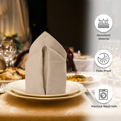 Urban Villa Harvest DinnerNapkins Set of 6Over Sized 20''x20'' Fall ClothNapkins Taupe Color Dinner Napkins Cloth Napkins 100% Cotton Thnaks Giving Cloth Napkins Premium Quality DinnerNapkins