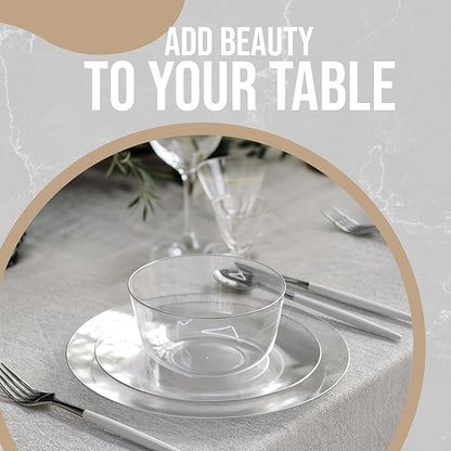 Trendables Plastic Bowls Disposable Bowls 24 Oz Set Of 50 Clear Modern Plastic Serving Bowls Perfect For Parties And Events
