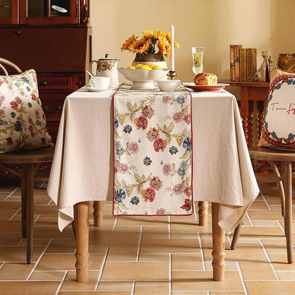 patdrea Designer Farmhouse Linen Thick Table Runner, Rustic Cottage Beige - Image 2