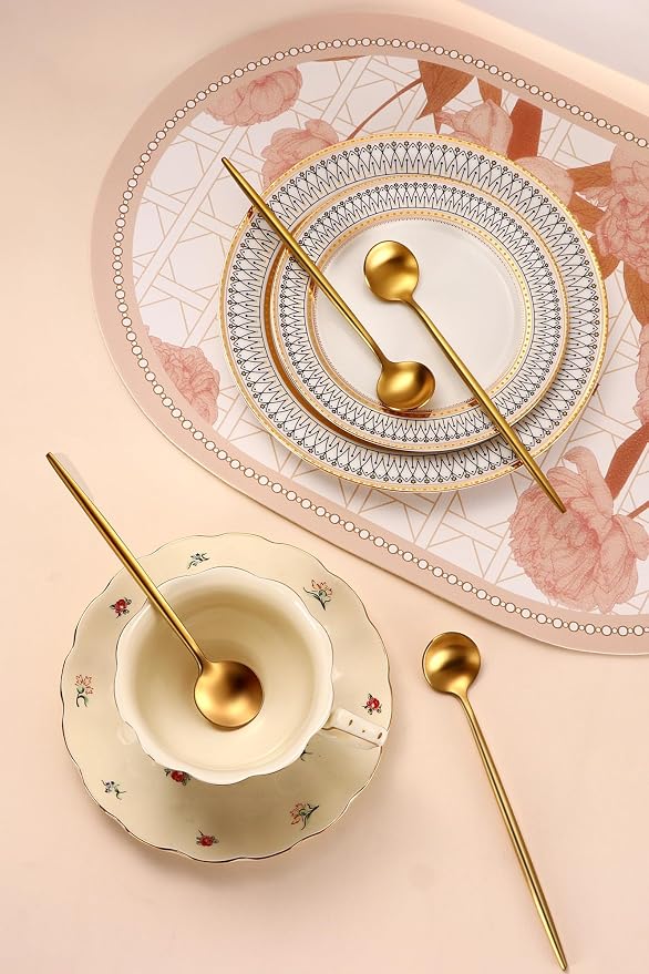 7.95 Inches Matte Gold Stainless Steel Iced Tea Spoons, Long Handle Ice - Image 7