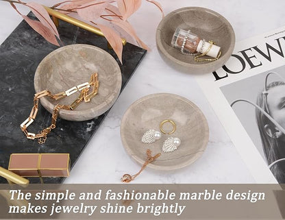 Jewelry Dish,Natural Marble Jewelry Dish,Trinket Tray,Ring Holder,Key Bowl,Unique Jewelry Tray for Home Decoration,Mother's Day,Birthday and Other Holiday Gifts(Yellow Grey)
