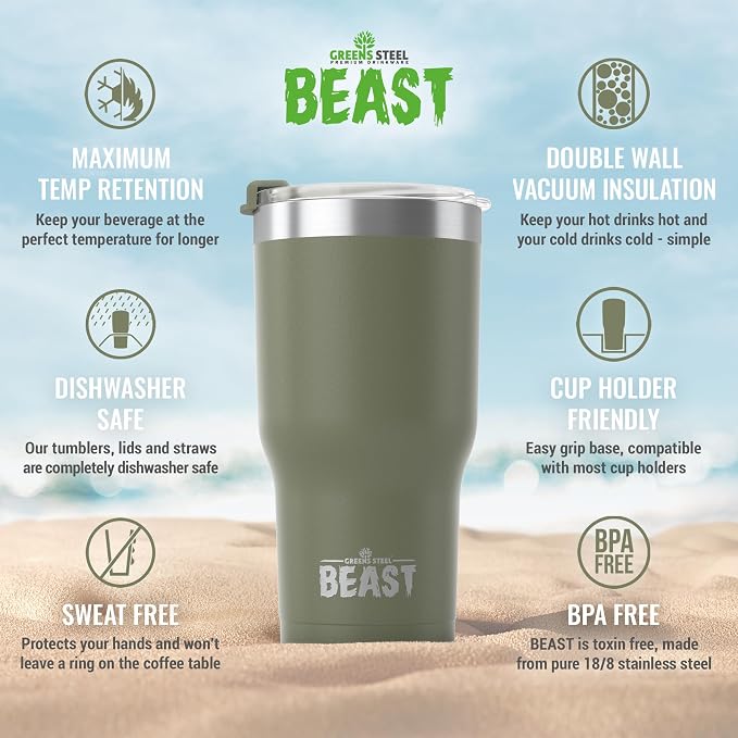 Beast 30 oz Tumbler Stainless Steel Vacuum Insulated Coffee Ice Cup Double Wall - Image 6