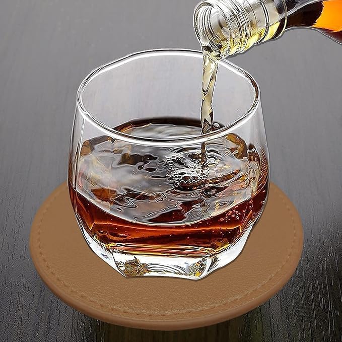 Coasters Set of 6 Soft Leather Drink Coaster Round Coaster - Image 9