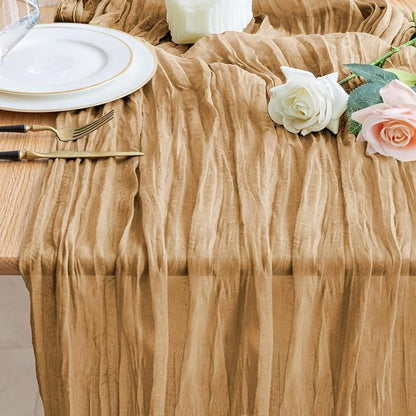 Cheesecloth Table Runner Khaki 10FT Boho Gauze Runner by Wokceer