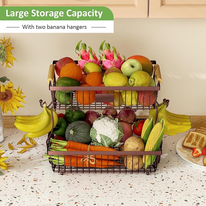 2 Tier Fruit Basket for Kitchen Counter - Image 3