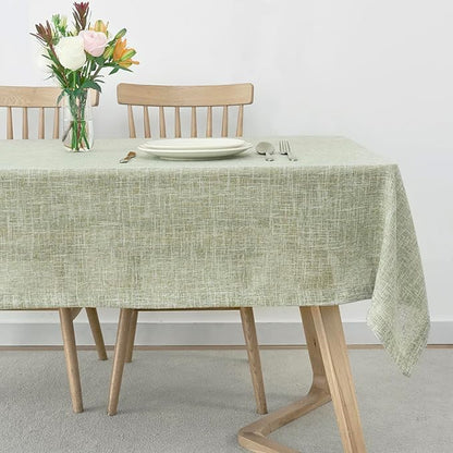 maxmill Flaxy Faux Linen Table Cloth with 2-Tone Slubby Texture Wrinkle Resistant Anti-Shrink Soft Tablecloth for Kitchen Dining Tabletop for Buffet Banquet Parties Rectangle 60 x 140 Inch Sage