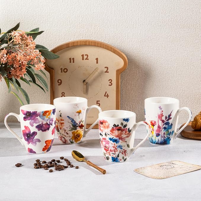 GBhome Floral Coffee Mugs Set of 6, 12 oz Ceramic Coffee Cups Set | Classic - Image 7