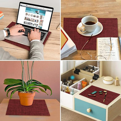 Red Placemats Set of 8, Washable Dining Table Mats Cloth Place Mats, Elegant Placemats for Valentines Day Holiday, Heat Resistant Kitchen Burgundy Place Mats, Easy to Clean(Burgundy)