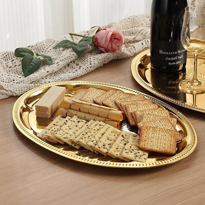 4-Pack 15.7" x 11.8" Gold Serving Trays - Image 2