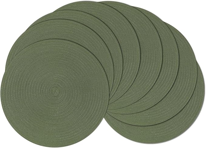 SHACOS Round Placemats Set of 8 Washable 15 inch Round Table Mats Cotton by SHACOS