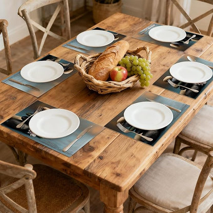 Spa Stones 12x18 Inch Placemats Set of 6 - Waterproof, Non-Slip & Washable Garden Flower Table Mats for Kitchen & Dining Table Placemats