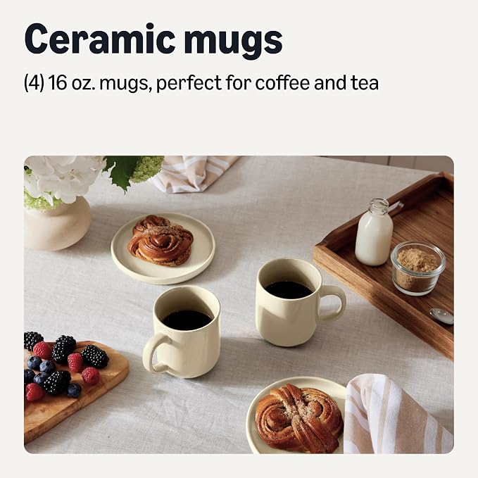 Amazon Basics Glazed Stoneware Coffee Mugs, Ceramic 4-Piece Set, 16 oz - Image 2