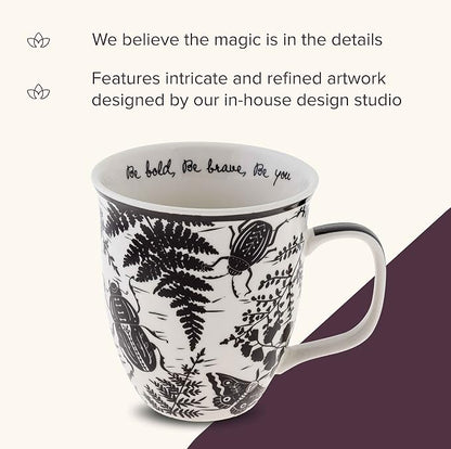Karma Gifts 14 oz Black and White Boho Mug Beetle - Image 4