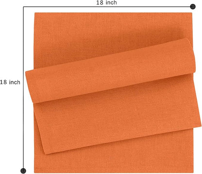 Ruvanti Linen Napkins Set of 6, 18x18 Cloth Napkins, Cotton Linen Blend Napkins Cloth Washable, Soft, Reusable Dinner Napkins for Wedding, Parties, Christmas, Thanksgiving, Everyday Use - Orange