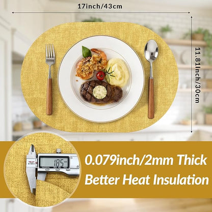 Placemats Set of 6, 11.8 x 17 Inch, Waterproof Wipeable Reversible PU Placemat - Image 3