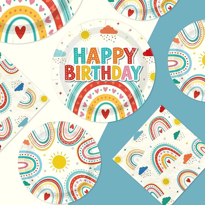 250 Pcs Retro Rainbow Birthday Party Decorations - Image 2