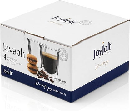 JoyJolt Javaah Double Walled Espresso Glasses Espresso Cups Set of 4 | 2-Ounces - Image 3
