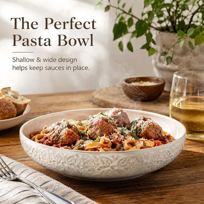 22 Oz Pasta Bowls Set of 4, Large Ceramic Serving Bowls, 8 inch Porcelain - Image 7