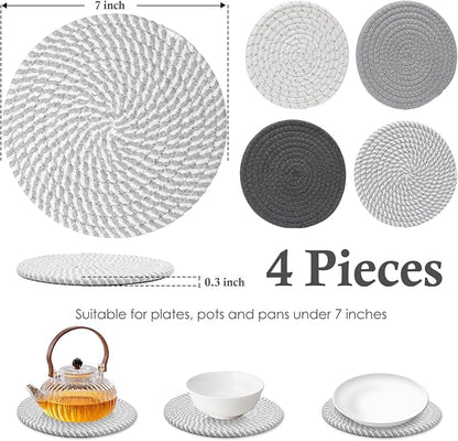 Billbotk 7" Trivets for Dishes, Pots and Pans, 4 Heat Resistant Hot Pads - Image 2