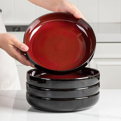 LERATIO 8.5'' Large Ceramic Pasta Bowls, 36oz Pasta Serving Bowls Set of 4 for Kitchen, Wide Bowls for Fruit,Pasta,Salad,Oatmeal,Meal, Microwave Safe, Reactive Glaze