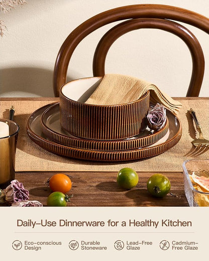 Stoneware Dinnerware Sets, Reactive Glaze Dishes Set - Image 5